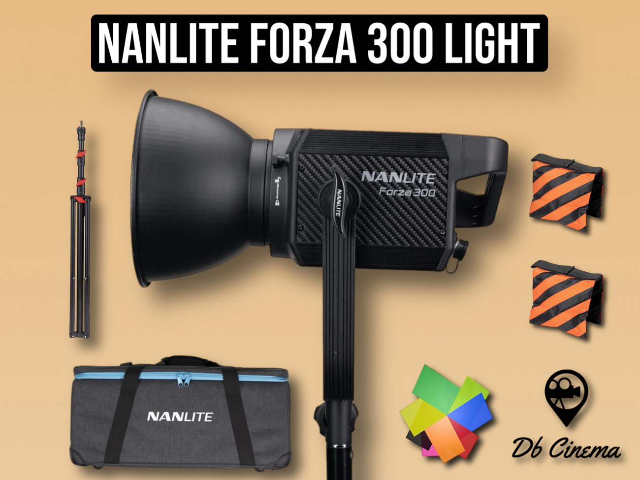 Nanlite forza 300 lighting kit + stand + gels (aputure 300d) aputure 300d ii fx led light 