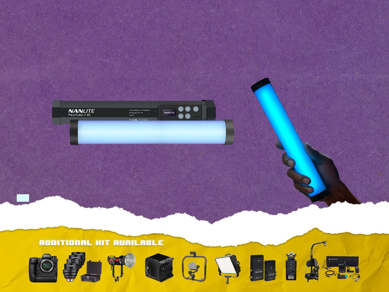 Nanlite pavotube ii 6c rgb led tube light twin lighting kit (x2)