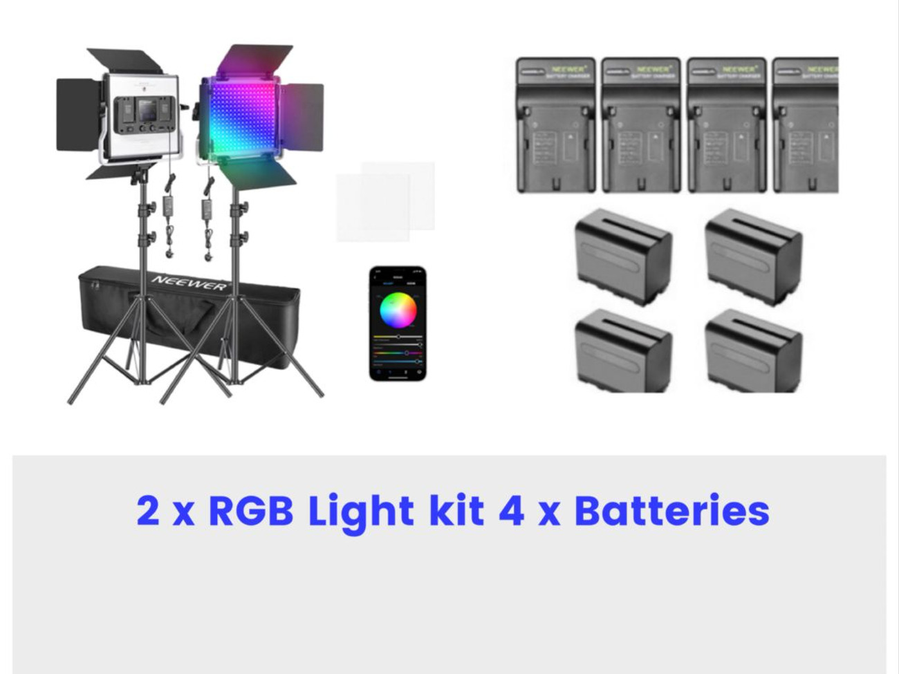 Panel led rgb light x 2  kit video camera photo studio kit