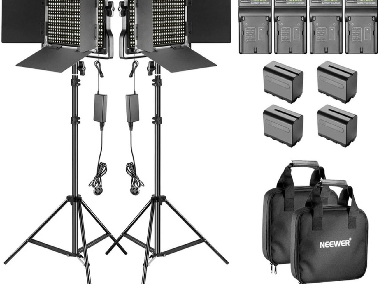 Neewer 2-pack  led video light with stands