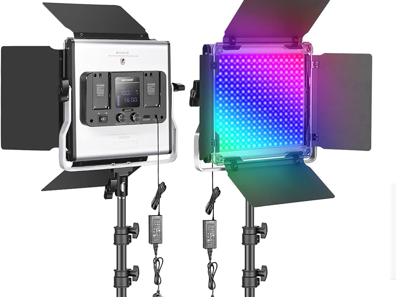 Neewer 2x led lights with stands.