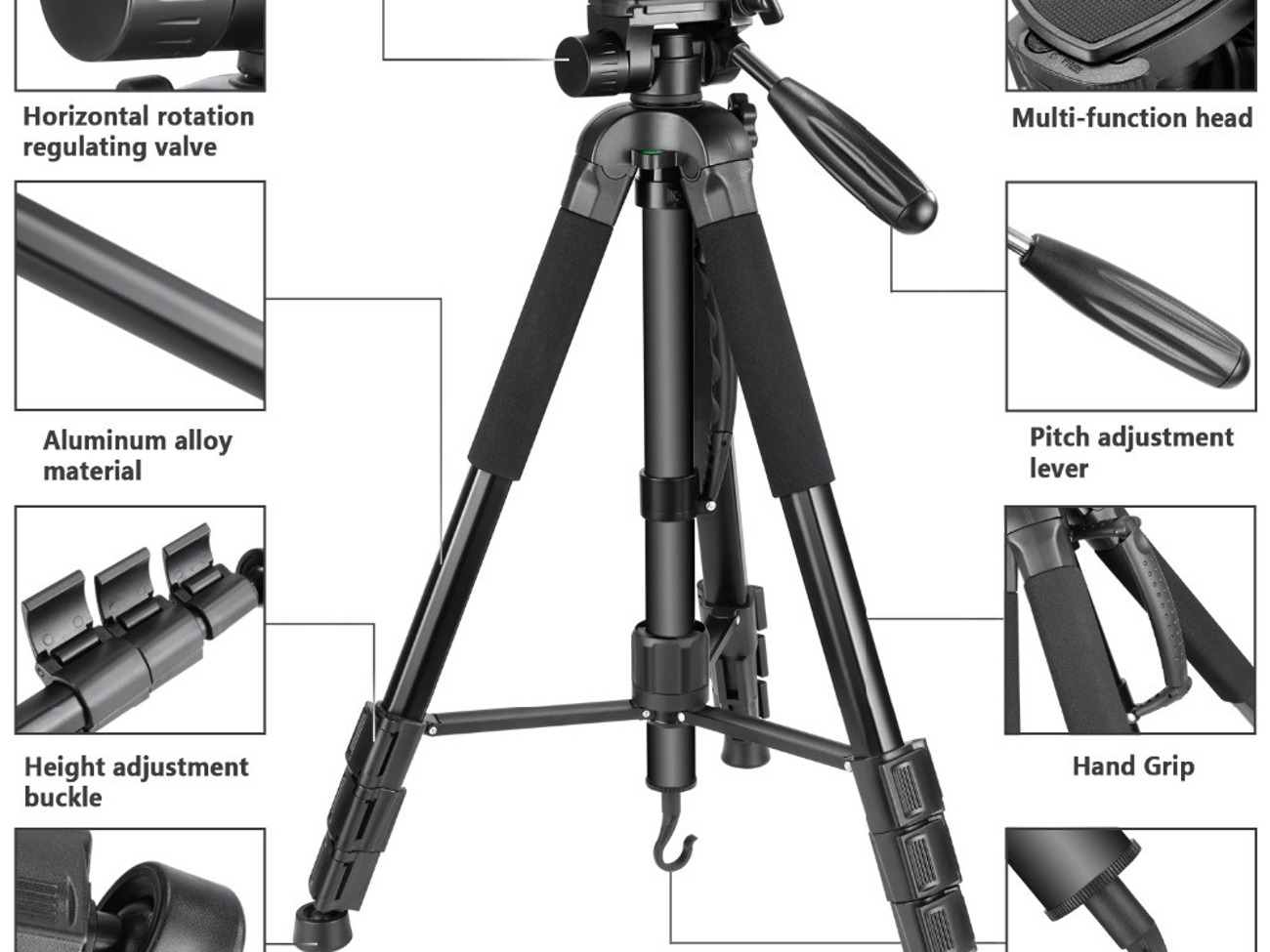 Neewer 70"/177cm portable aluminum alloy camera tripod 