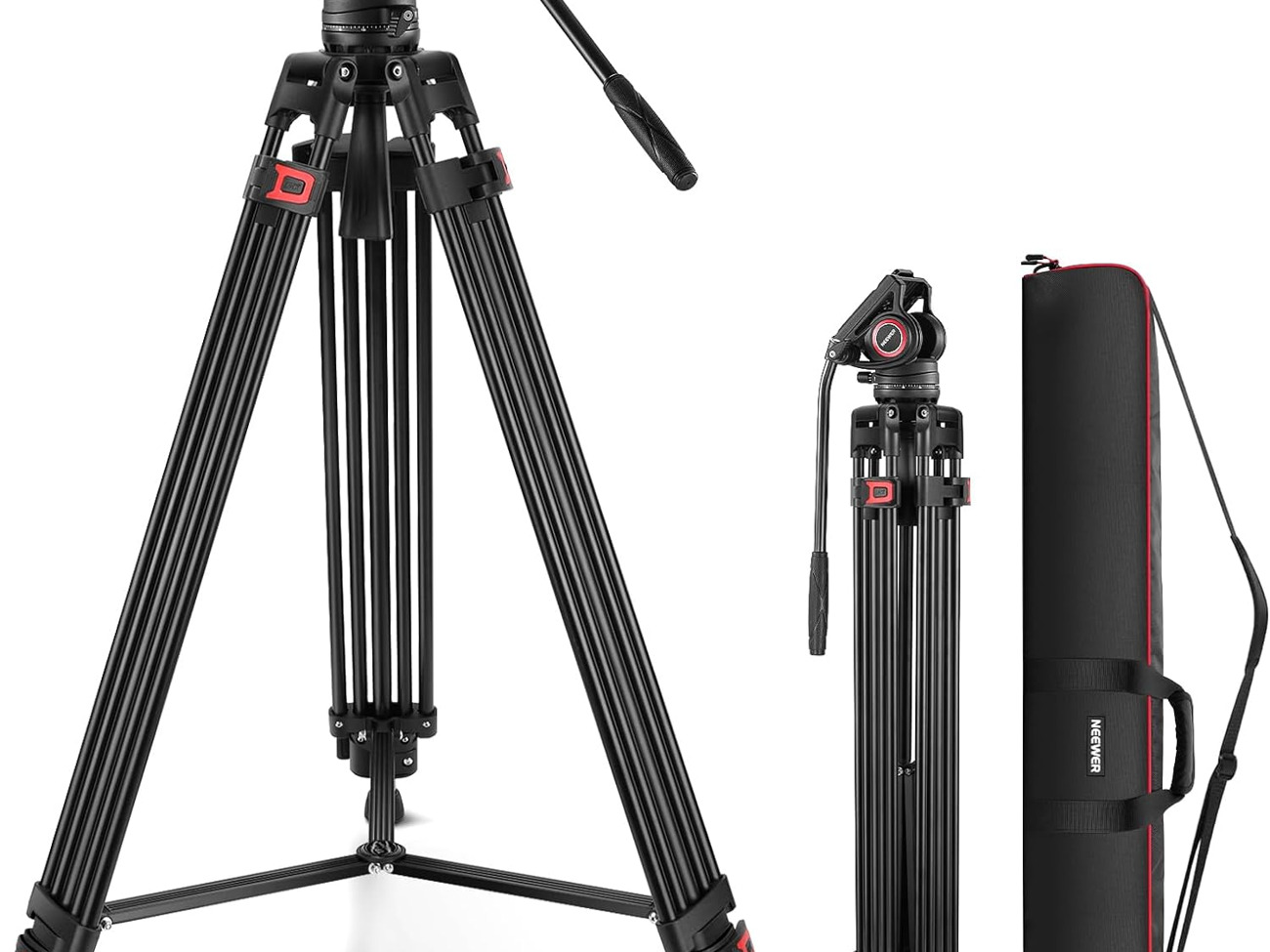 Neewer 74 inch pro video tripod with fluid head