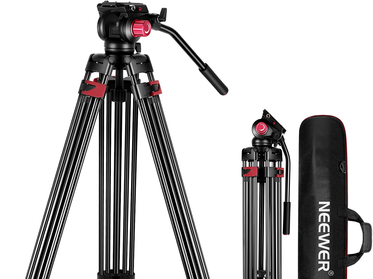 Neewer 79"/200cm video tripod, with 360° fluid drag head,
