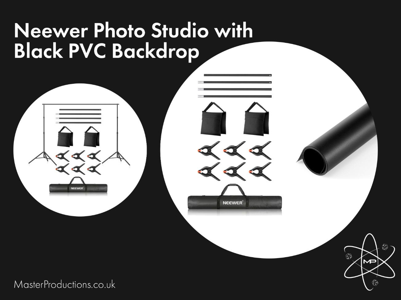 Neewer photo studio backdrop with black pvc backdrop bundle