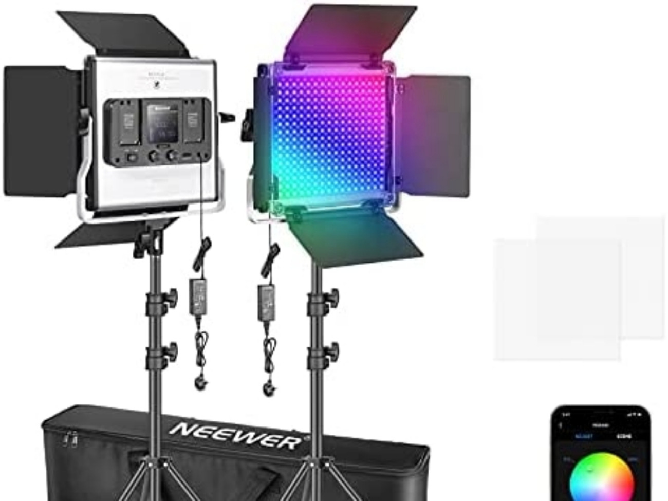 Neewer rgb 480 and softboxes