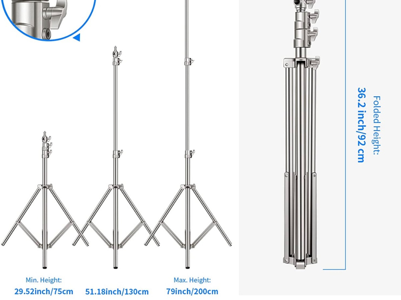 Neewer stainless steel light stand silver, 79 inches