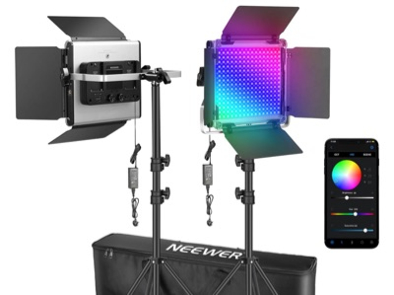 Neewer upgraded 660 pro ii rgb led video lights & stand kit