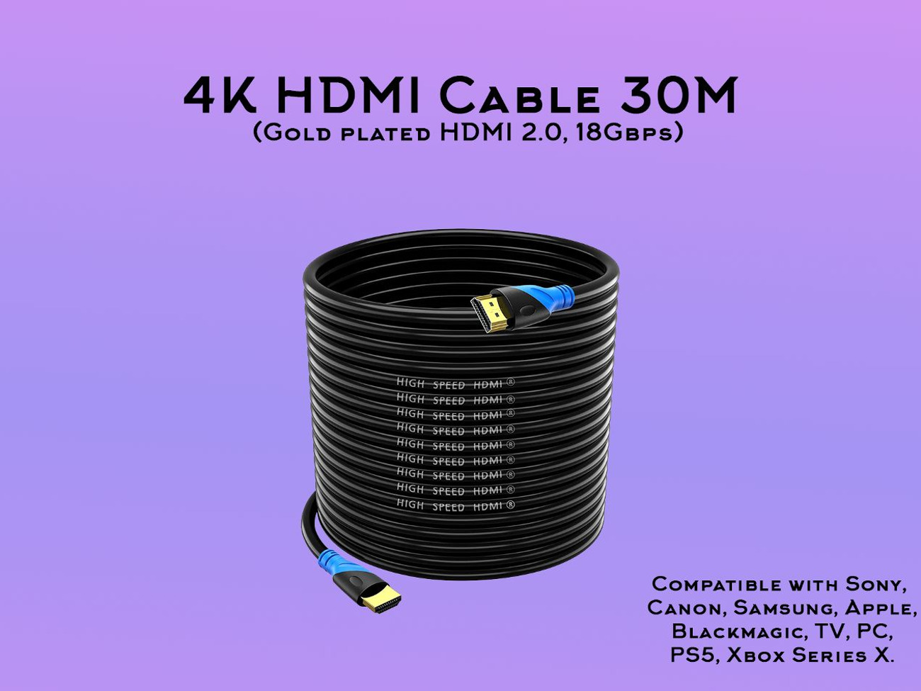 New 4k hdmi cable 30m (hdmi 2.0, 18gbps)