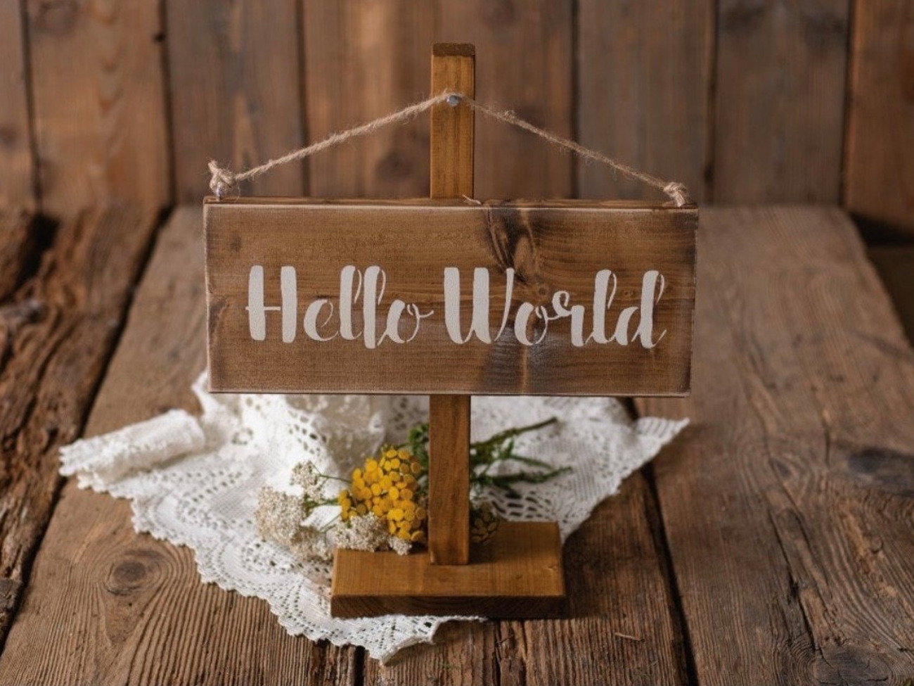 Newborn wooden sign & stand prop