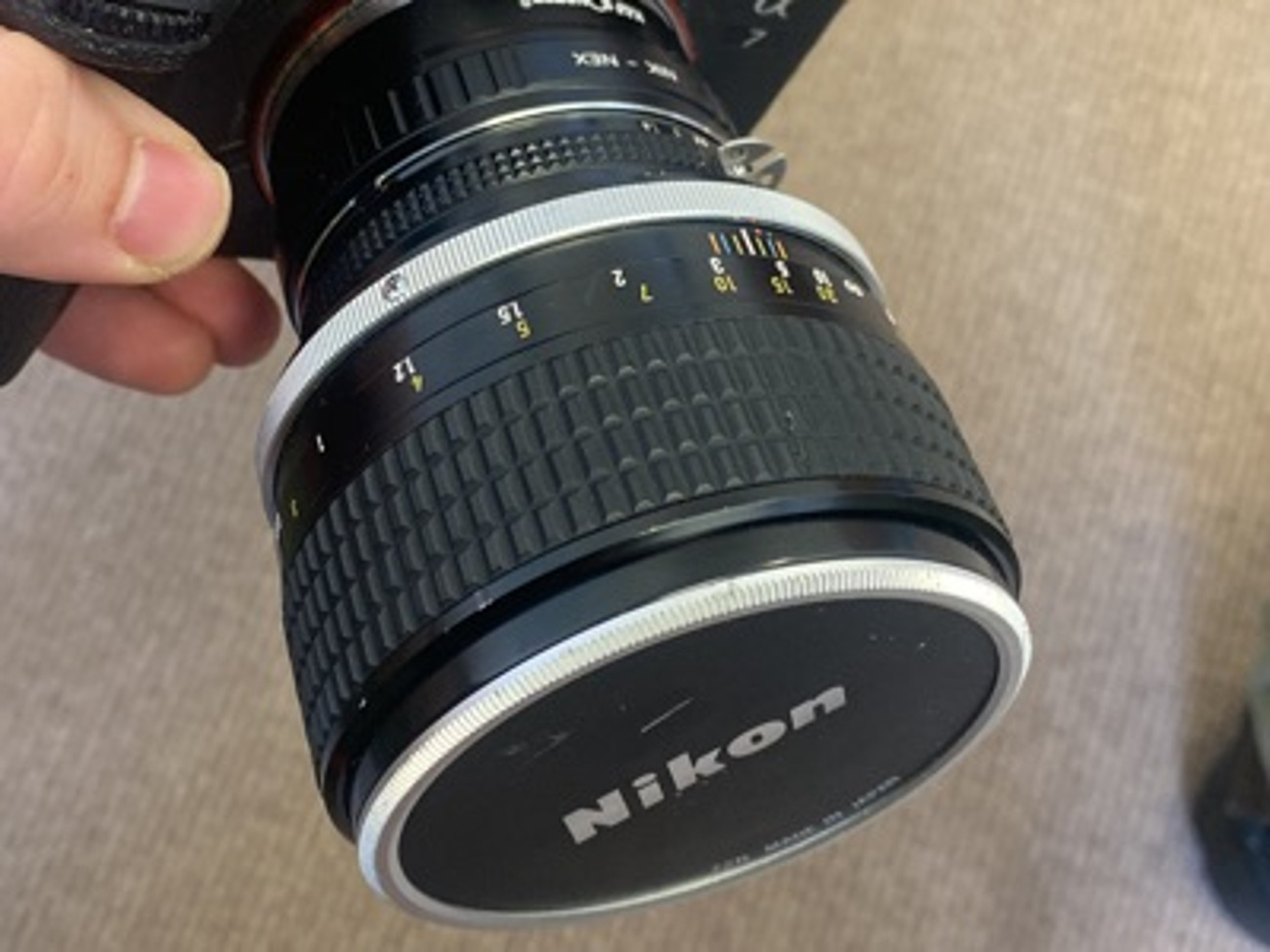 Nikkor 85mm lens with adaptor for e mount cameras 