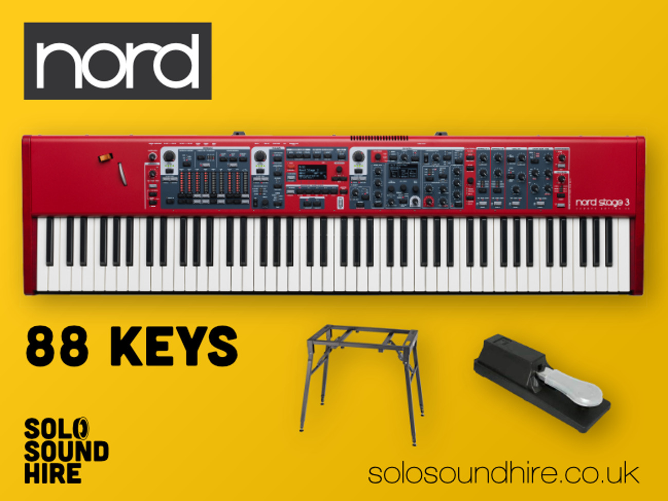 Nord stage keyboard 3 (88 key) + stand, pedal & hard case
