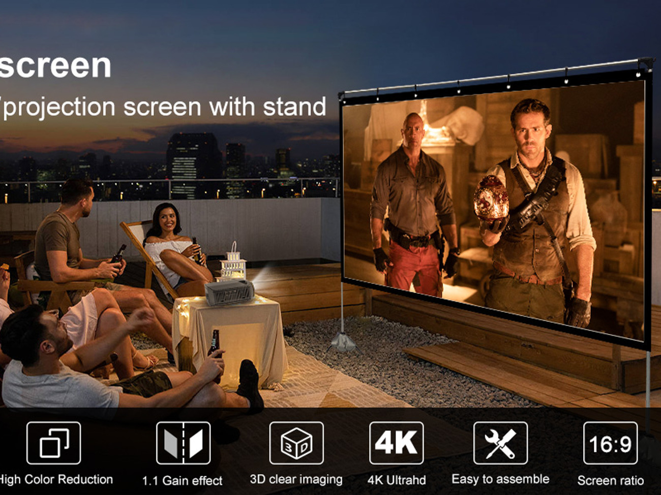 Optoma uhd35 4k ultra hd home cinema projector  3600 lumens with 120" screen projector