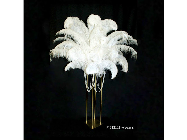 Ostrich feather centerpiece 58 inch tall # 112111 w pearls
