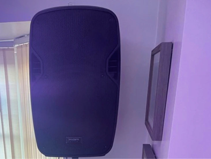 Pa speaker with xlr microphone. bluetooth, stand and ready