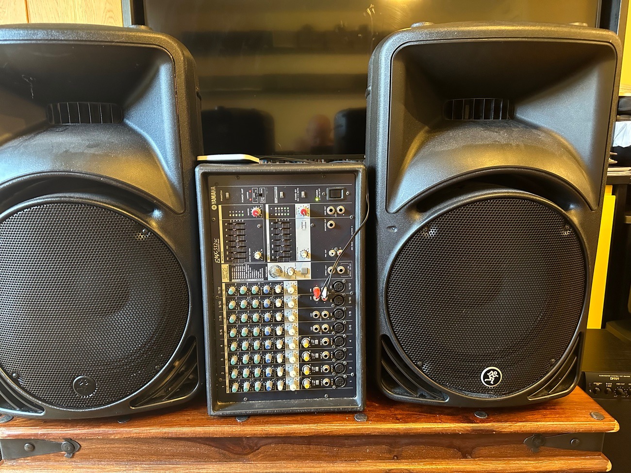 Pa system mackies speakers (only) and yamaha active mixer (separate)