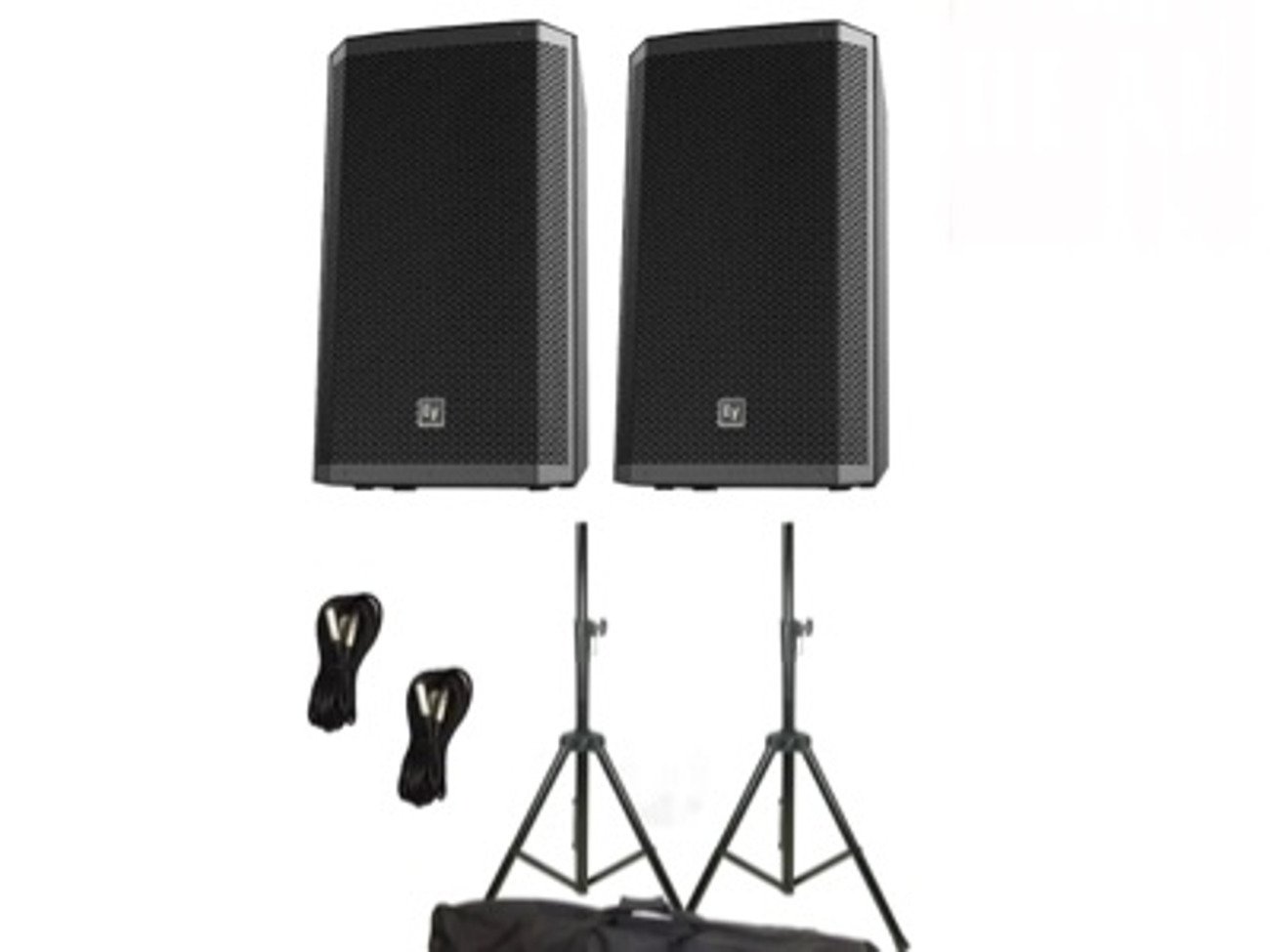 Pa system with stands and cables