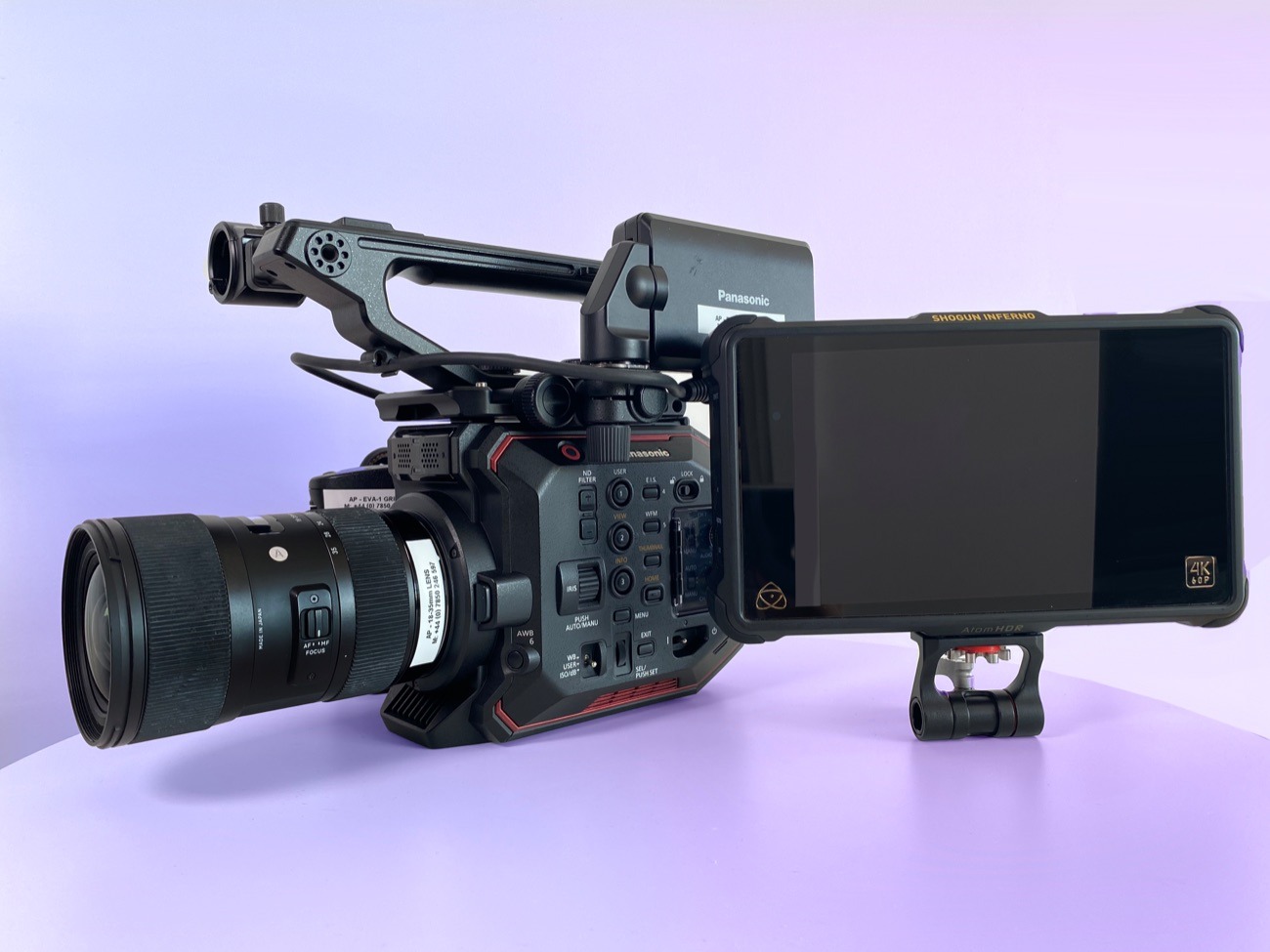 Panasonic eva1 w/shogun inferno & sigma 18-35mm