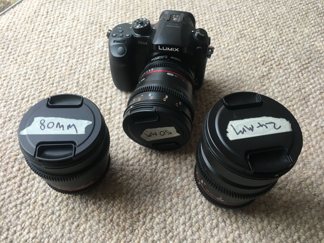 Panasonic gh4 + samyang lens camera package (metabones ef)