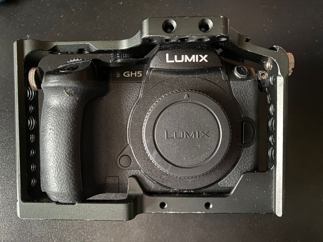 Panasonic lumix gh5 w/ smallrig cage, 3x batteries & charger