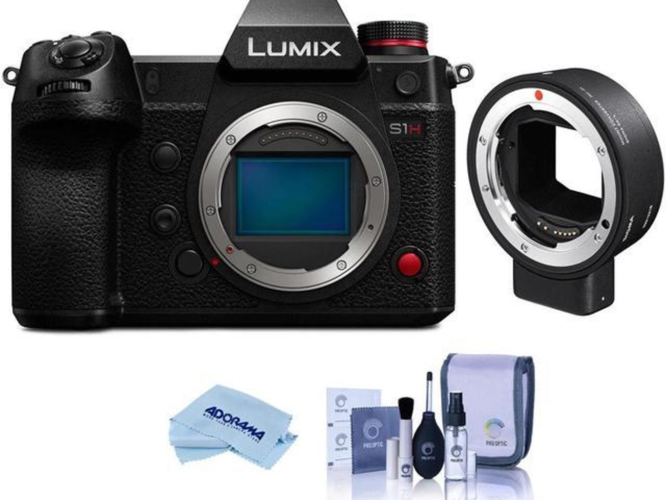 Panasonic s1h body with sigma mc21 (ef) mount and 64gb card
