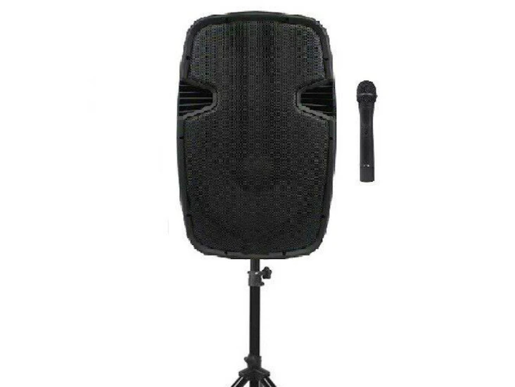 Party speaker pa with mic and stand-bluetooth ready.