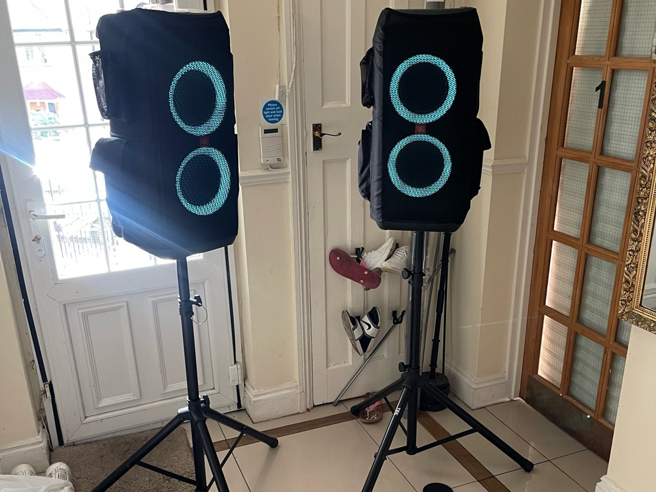 Party speakers! jbl partybox 310 x 2 with speaker stands 