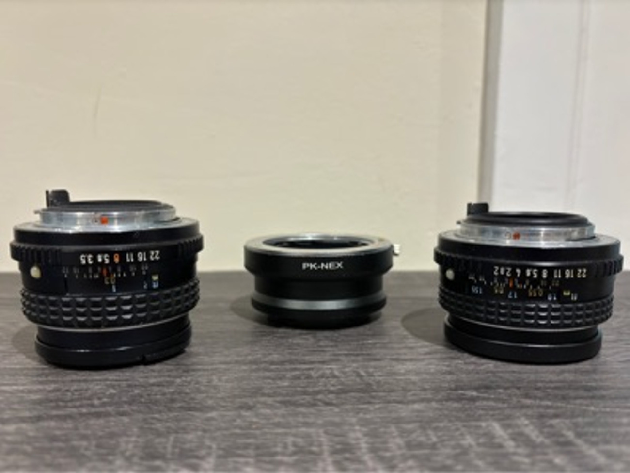 Pentax vintage smc 28mm + 50mm + sony adapter 