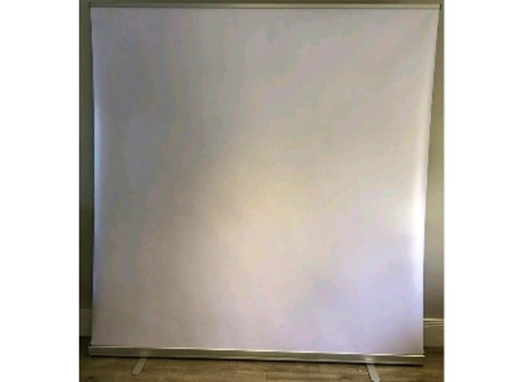 White photo backdrop roller banner 2mx2m