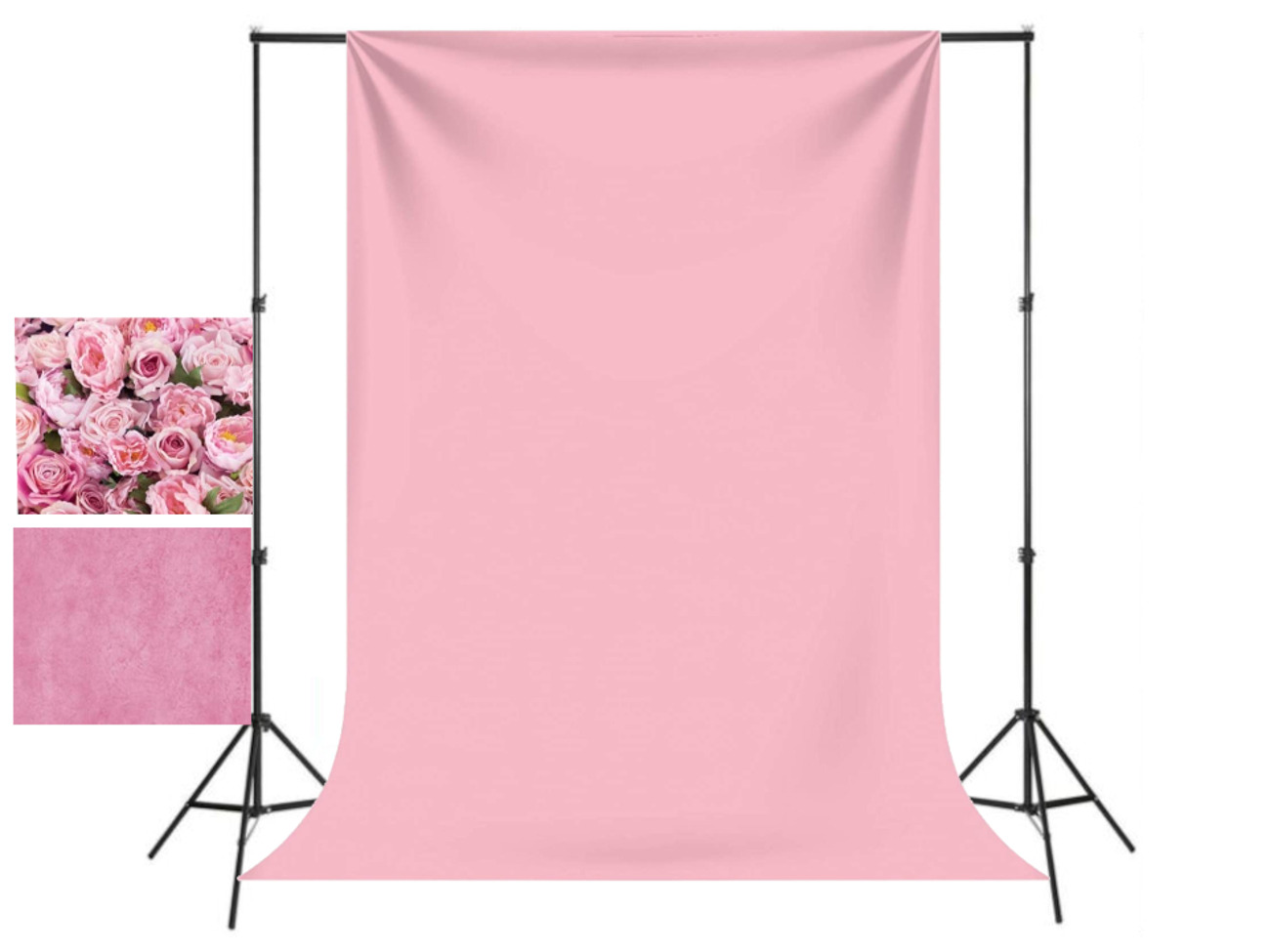 Photography background kit with stand and backdrops pink