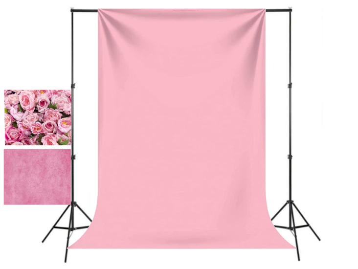 Photography background kit with stand and backdrops pink