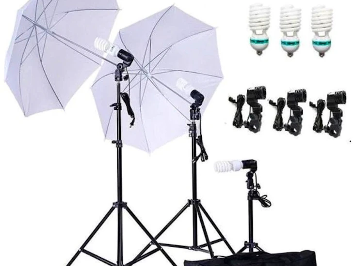 Photography portrait studio white umbrella lighting kit