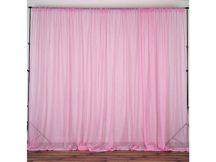 Pink sheer backdrop with stand