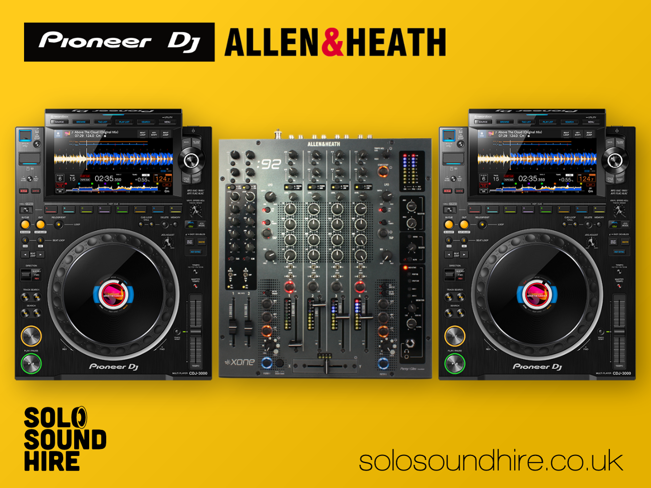 Rent Pioneer CDJ 2000 NXS2 (Pair) + Allen & Heath Xone 92 DJ Mixer