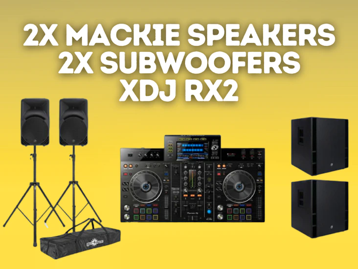 Pioneer xdj rx2 + 2x mackie speakers + 2x subwoofers