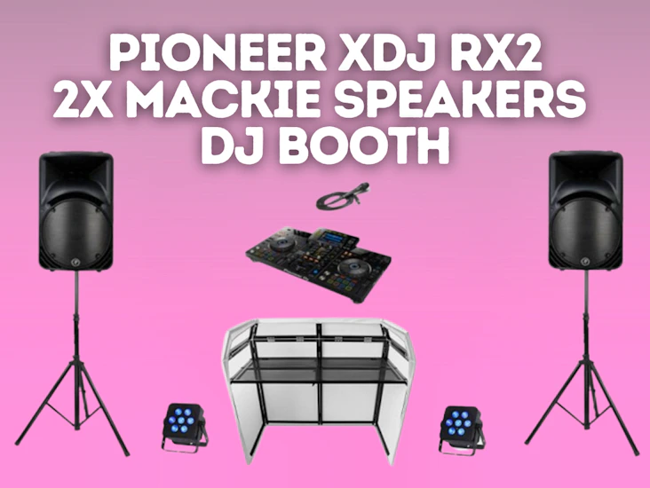 Pioneer xdj rx2 + 2x mackie speakers + microphone + dj booth