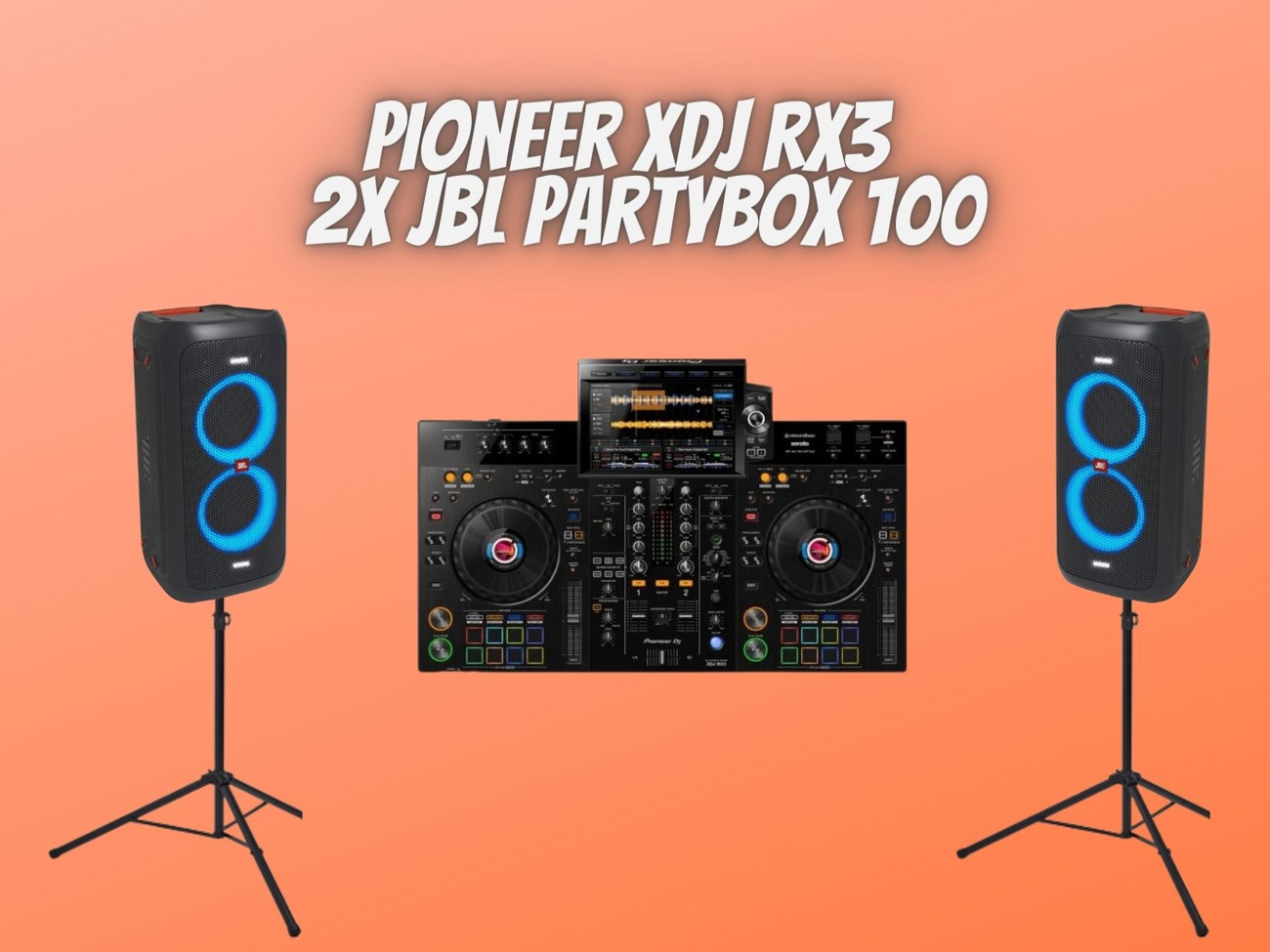 Pioneer xdj rx3 + 2x jbl partybox 100- light party 