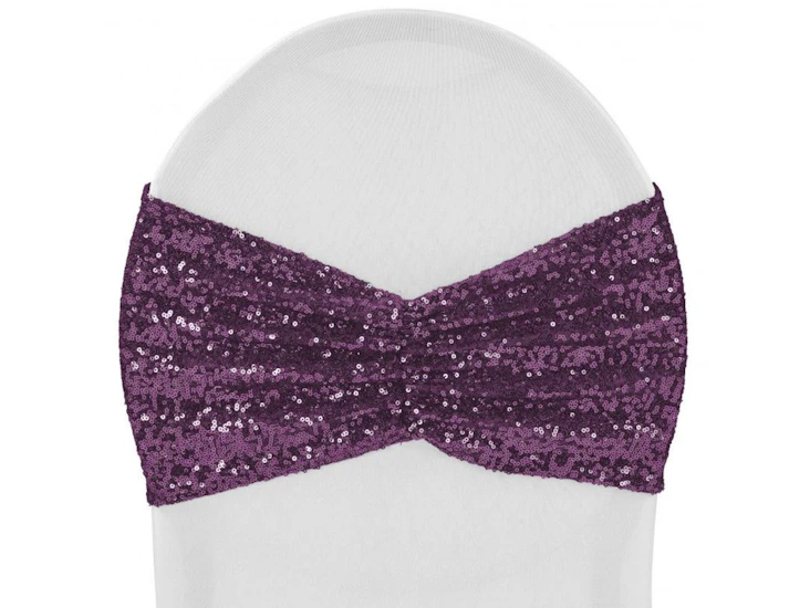 Plum sequin spandex chair band