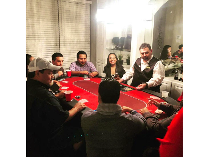 Poker table with dealer and chairs vegas-style 7ft