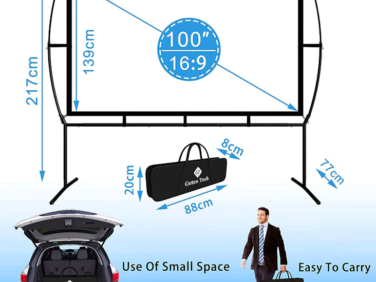 Portable 100" 16:9 projector screen