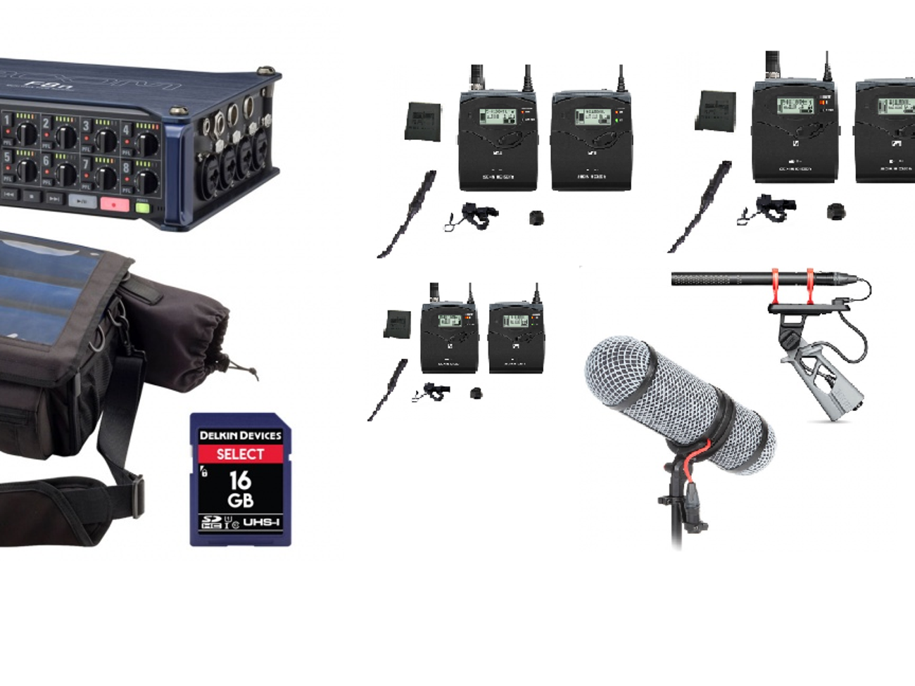 Pro field sound recordist kit! with boom radio mics mixer
