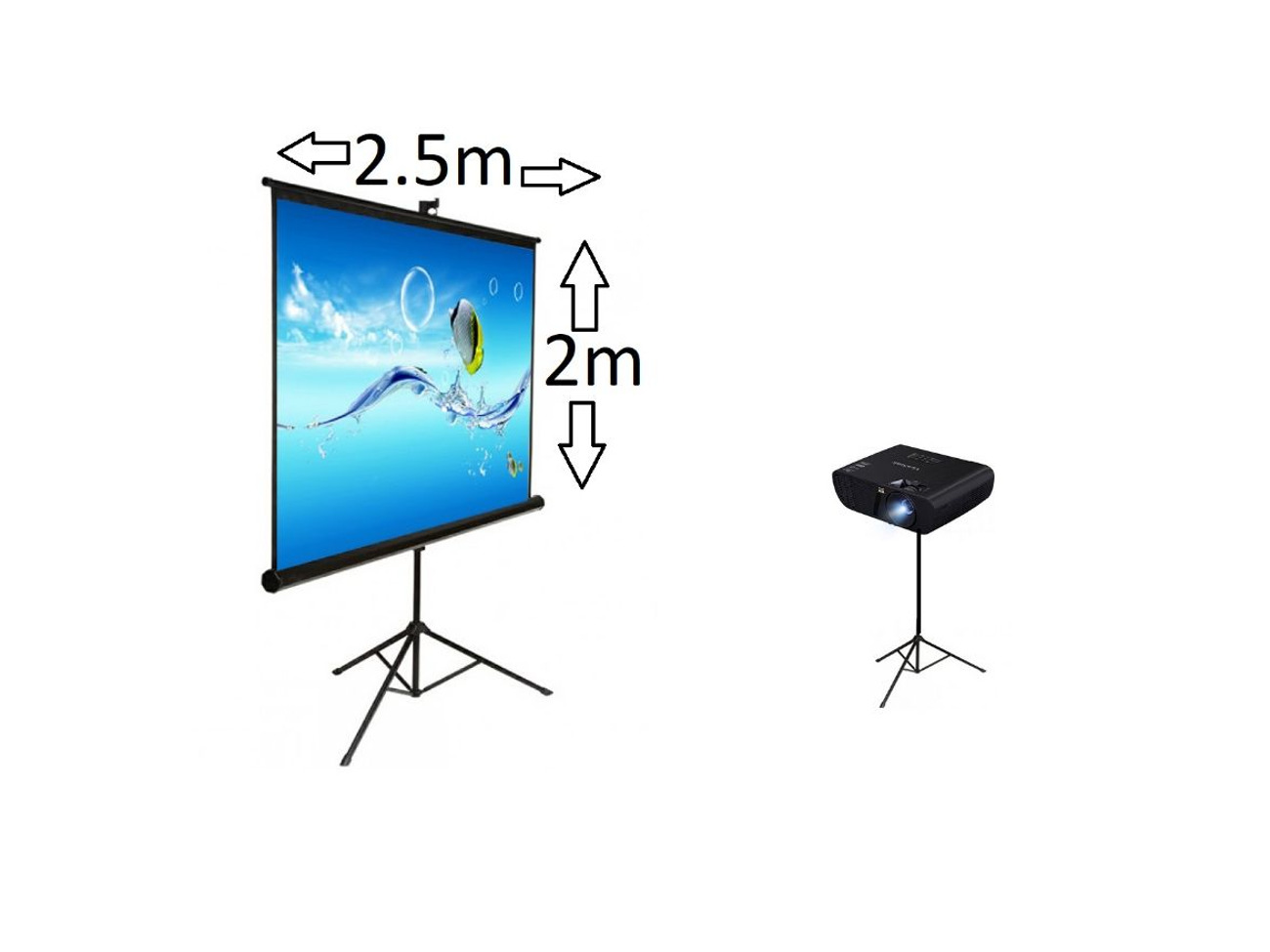 Projector + screen 2.5x2m - viewsonic pjd7720hd 3200 lumens
