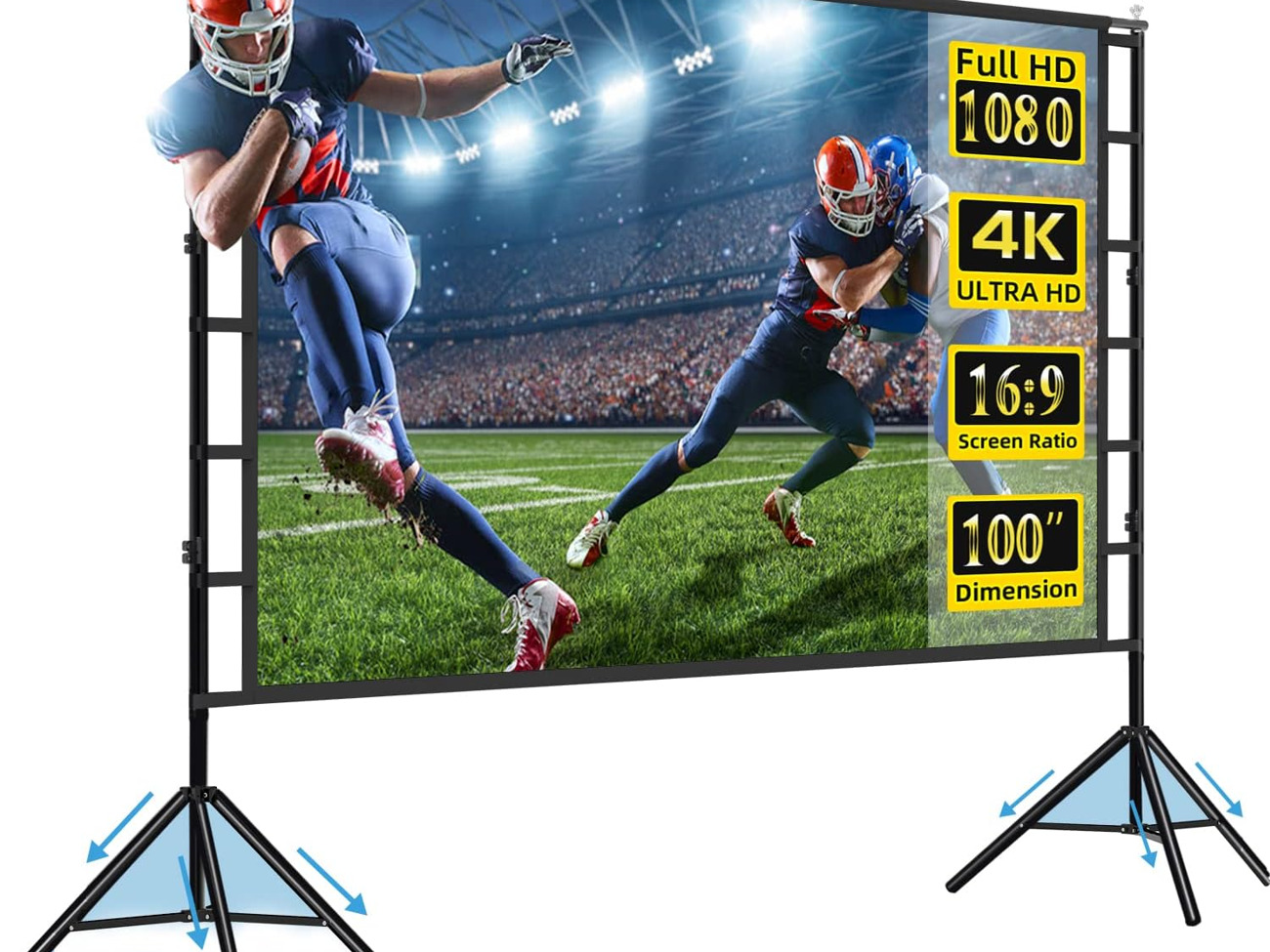 Projector screen 100 inch 4k hd 16: 9 wrinkle-free design