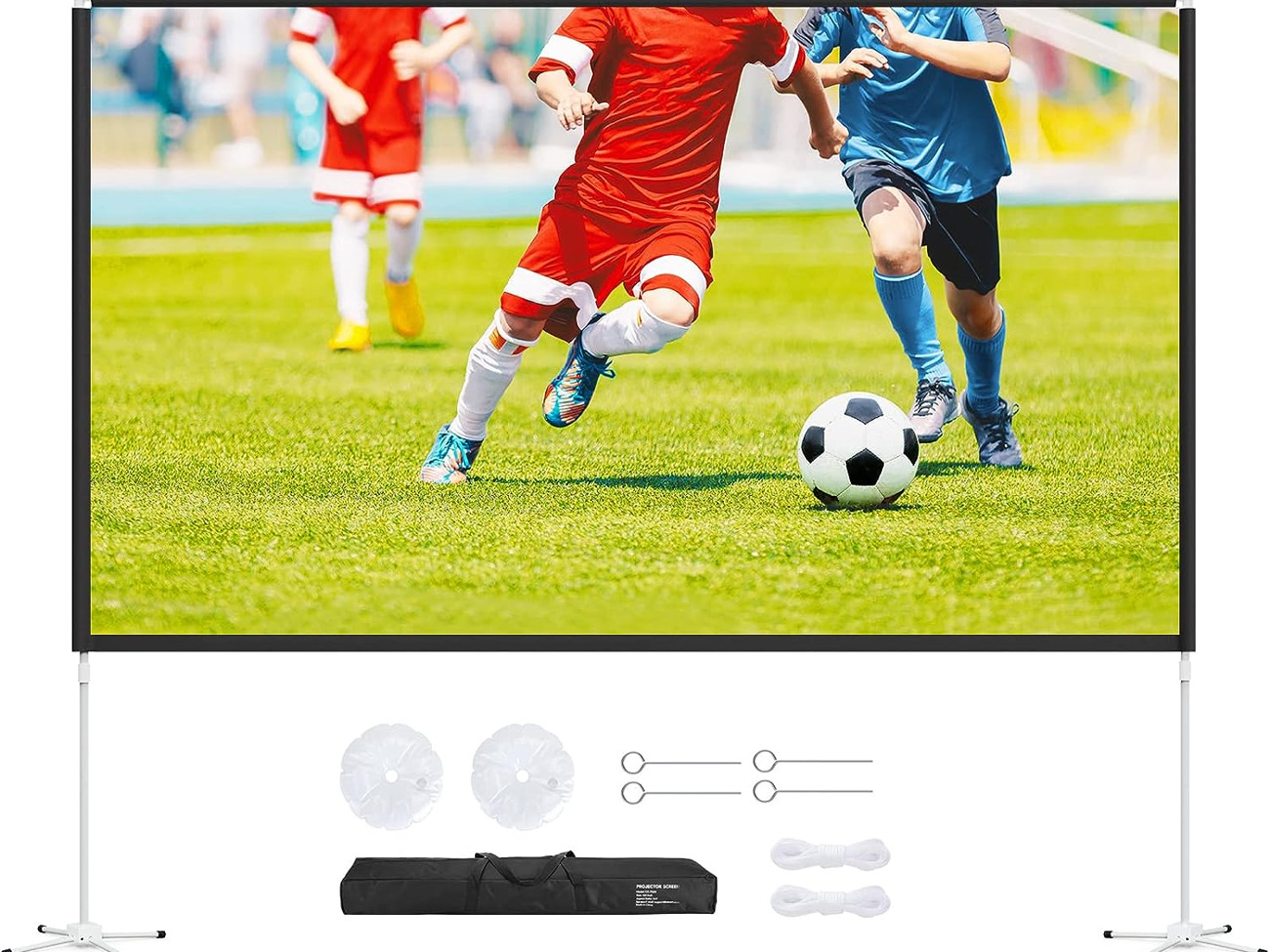 Projector screen with stand 120 inch, 16:9 hd outdoor indoor