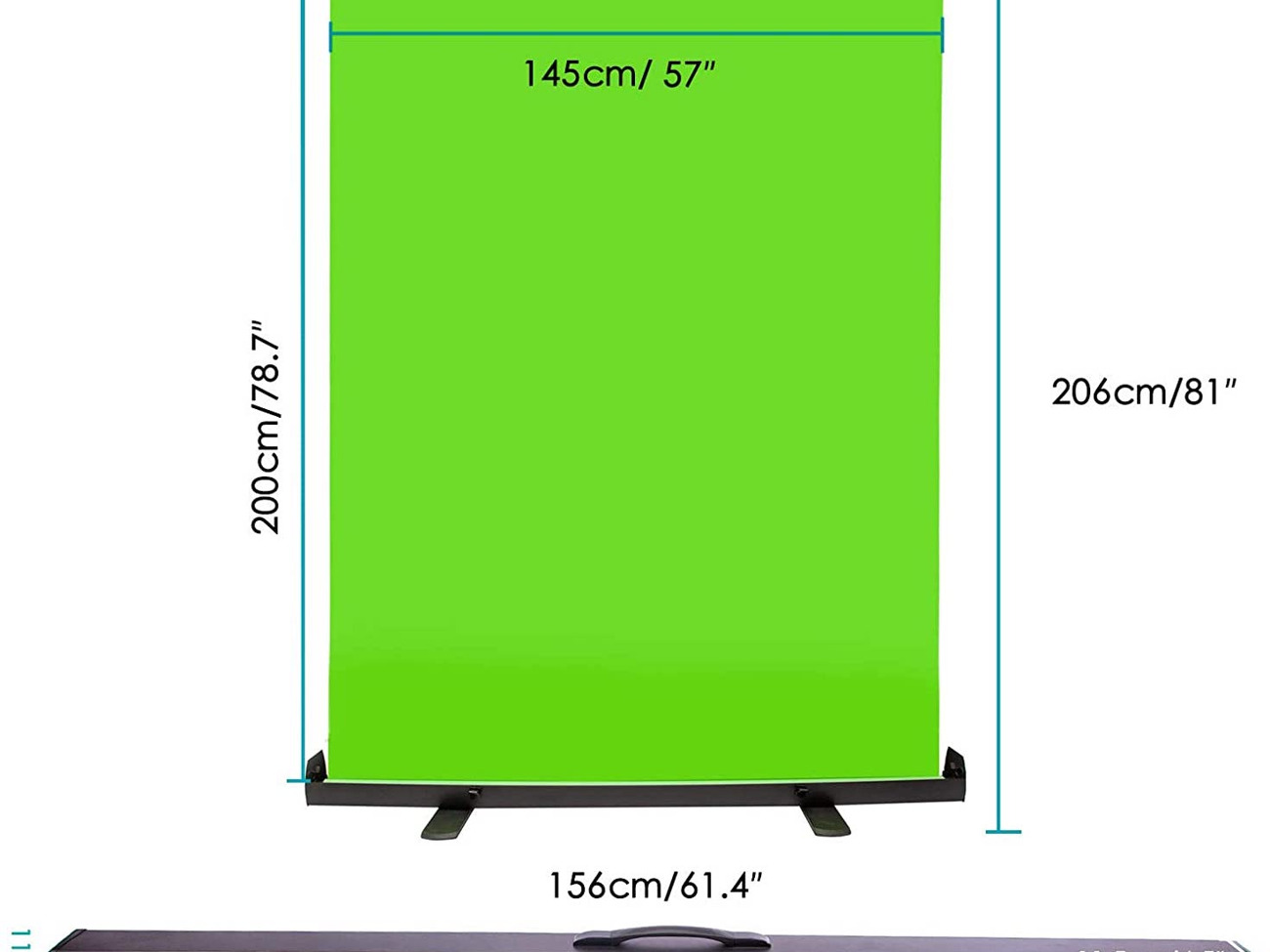 Pull up green screen, 156x206cm