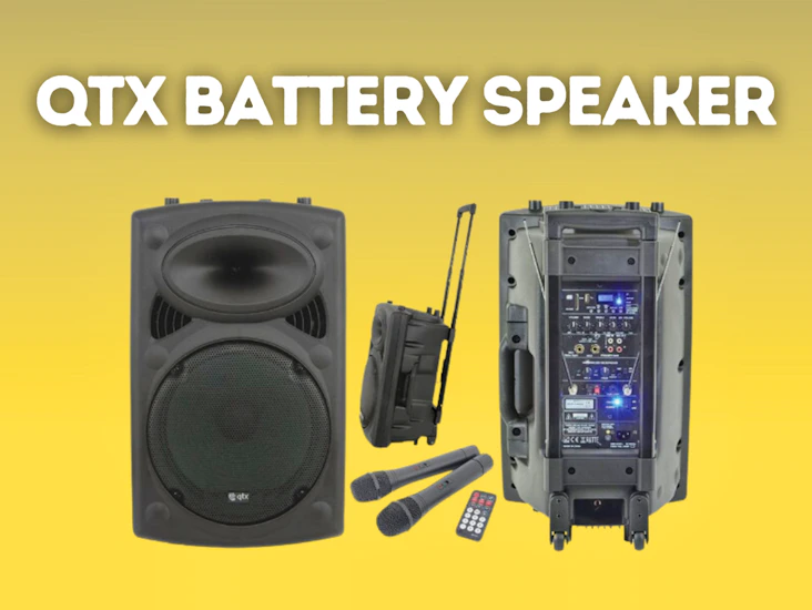 Qtx battery speaker 2x microphones - pa for street musician
