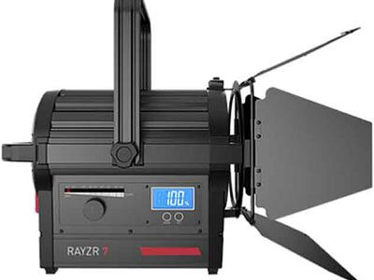 Rayzr 7 300w, daylight fresnel light (aputure 300d equiv).