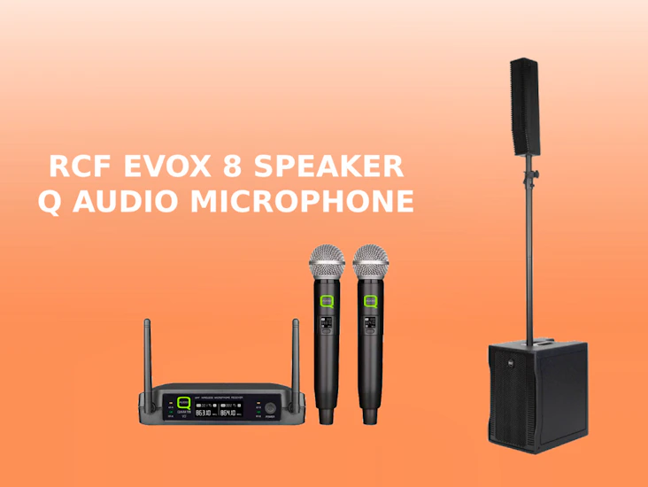 Rcf evox 8 speaker x q audio twin wireless microphones