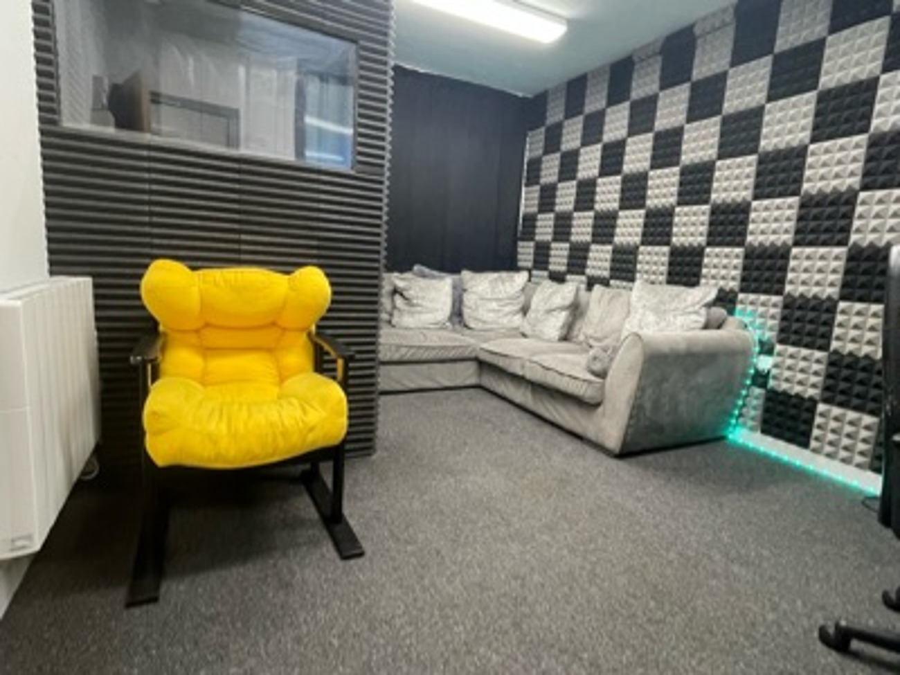 Recording studio with seperate room booth