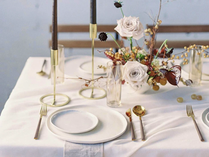 Rectangular white table cloth